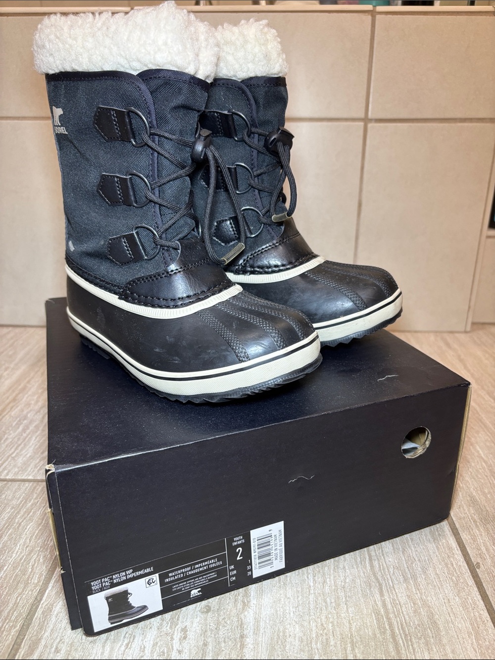 Sorel Youth Yoot Pac Nylon WP Winter Snow Boots with Faux Fur Lining